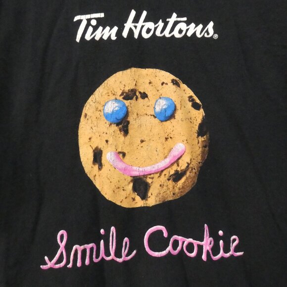 Tim Hortons | P2P 22 inches measured | Smile Cookie Campaign Black Unisex Tee - Picture 1 of 14